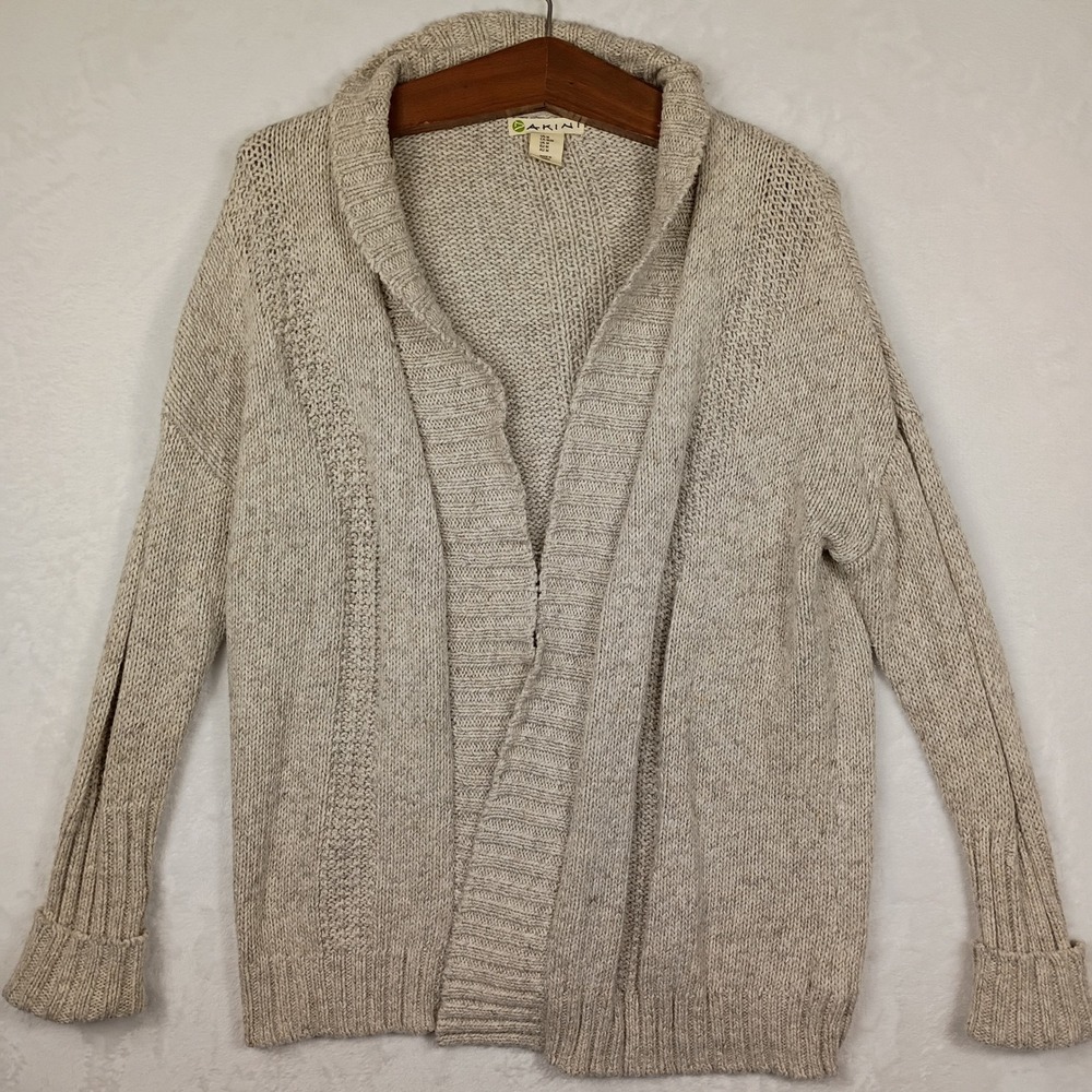 Dakini Womens Shawl Collar Open Front Cardigan Sweater Oatmeal Beige Marl Medium